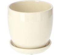 KOTARBAU Pot de Fleurs en céramique avec bac d'égouttement Beige 13 cm