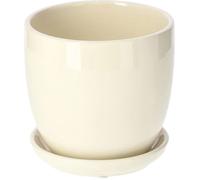 KOTARBAU Pot de Fleurs en céramique avec bac d'égouttement Beige 13 cm