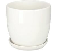 KOTARBAU® Pot de Fleurs en céramique avec bac d'égouttement Blanc 15 cm