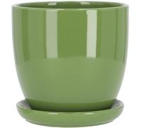 KOTARBAU® Pot de Fleurs en céramique avec bac d'égouttement Vert 17 cm
