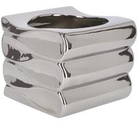 KOTARBAU® Pot de fleurs, en céramique, émaillé, motif vagues marines, 15 cm, argenté
