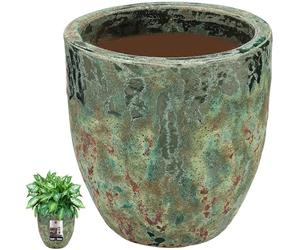 KOTARBAU® Pot de fleurs en céramique - Grand pot à herbes - Hauteur : 29 cm - Diamètre : 30 cm - Turquoise et marron - Pour la cuisine, le salon - Pour l'intérieur et l'extérieur - Résistant au gel -