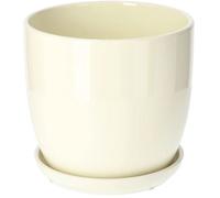 KOTARBAU Pot de fleurs en céramique - Pour fleurs et plantes - Diamètre : 20 cm - Avec bac d'égouttement - Blanc