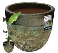 KOTARBAU® Pot de fleurs - Hauteur : 31 cm - Diamètre : 37 cm - Vert - En céramique - Résistant au gel - Pour l'extérieur et l'intérieur - Pour l'intérieur et l'extérieur