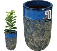 KOTARBAU® Pot de fleurs hauteur 44 cm ⌀ 26 cm Pot de fleurs bleu foncé Céramique Pot de plantes résistant au gel Cache-pot pour extérieur Flower Pot Outdoor & Indoor Pot de plantes intérieur extérieur