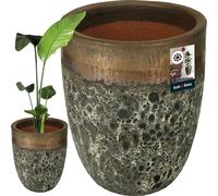 KOTARBAU® Pot de fleurs hauteur 46 cm ⌀ 37 cm Pot de fleurs or Céramique Pot de plantes résistant au gel Cache-pot pour extérieur Flower Pot Outdoor & Indoor Pot de plantes intérieur extérieur