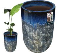 KOTARBAU® Pot de fleurs hauteur 50 cm ⌀ 35 cm Pot de fleurs bleu foncé Céramique Pot de plantes résistant au gel Cache-pot pour extérieur Flower Pot Outdoor & Indoor Pot de plantes intérieur extérieur