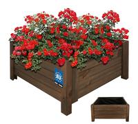 KOTARBAU® Pot de Fleurs Jardinière Bois Extérieur de 60 x 60 cm Marron |Boîte de Jardin pour l'Extérieur |Bac Bois à Fleurs |Jardinière Bois Extérieur |Support pour Plantes de Balcon |Jardinière Bois