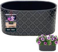 KOTARBAU® Pot de fleurs oblong intérieur Céramique émaillée 13 x 25 cm H 12 cm Bleu cobalt Pots à herbes ovales Rebord de fenêtre Bac à fleurs intérieur Jardinière ovale Bac à fleurs Intérieur Pot à h