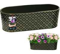 KOTARBAU® Pot de fleurs oblong intérieur Céramique émaillée 13 x 37 cm H 12 cm Vert foncé Pots à herbes ovales Rebord de fenêtre Bac à fleurs intérieur Jardinière ovale Bac à fleurs Intérieur Pot à he