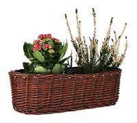 KOTARBAU® Pot de fleurs ovale en osier tressé pour fleurs, plantes, panier naturel, bac à fleurs, panier tressé, marron, 40 cm, 1 pièce