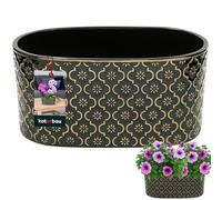 KOTARBAU® Pot de fleurs rectangulaire à l'intérieur, en céramique émaillée, 13 x 25 cm, hauteur : 12 cm, vert foncé, ovale, pour rebord de fenêtre, bac à fleurs, pot à plantes d'intérieur