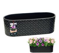 KOTARBAU® Pot de fleurs rectangulaire à l'intérieur, en céramique émaillée, 13 x 37 cm, hauteur : 12 cm, bleu cobalt, ovale, pour rebord de fenêtre, bac à fleurs, pot à plantes, pour l'intérieur