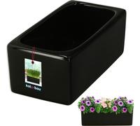 KOTARBAU® Pot de fleurs rectangulaire intérieur Céramique émaillée Noir 24 x 12,5 x 9 cm Pot de Bonsaï Pot de fleurs allongé intérieur Pots d'herbes aromatiques Rebord de fenêtre Coupe Bonsaï Céramiqu