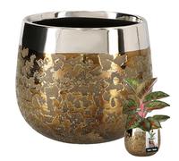 KOTARBAU® Céramique Pot de fleurs Or rond effet miroir ⌀ 12,5 cm Hauteur 13 cm 1 pc. Cache-pot Or Pot de fleurs or grand Glamour Pots de fleurs Pot de plantes grand Indoor