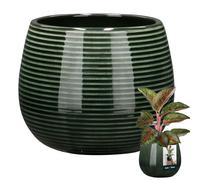 KOTARBAU® Pot de fleurs Vert foncé Céramique ronde ⌀ 12 cm Hauteur 14 cm Céramique émaillée 1 pc. Cache-pot grand Cache-pot Céramique Pot de fleurs Céramique Pot de plantes Céramique