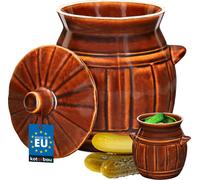 KOTARBAU® Pot de jardin en céramique Pot à cornichons avec couvercle Pot à choucroute 2,7L