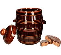 KOTARBAU® Pot de jardin en grès avec couvercle Pierre d'alourdissement Pot à choucroute 5L