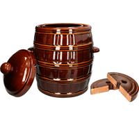 KOTARBAU® Pot de jardin en grès avec couvercle Pierre d'alourdissement Pot à choucroute 8L