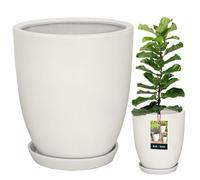 KOTARBAU Pot de plantes avec soucoupe Blanc 26 cm Hauteur : 28 cm Céramique émaillée Pot de fleurs