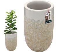 KOTARBAU® Pot en céramique ⌀ 26 cm Pot de fleurs résistant au gel Pot blanc avec écoulement d'eau Décoration pour le salon Sur la terrasse Moderne Fait main Artisanat d'art