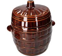 KOTARBAU® Pot en grès avec couvercle Pot de fermentation Pot à choucroute Pot en terre cuite Pot à concombres 5L