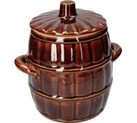 KOTARBAU® Pot en grès avec couvercle Pot de fermentation Pot à choucroute Pot en terre cuite Pot à concombres 3,2L