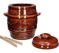 KOTARBAU® Pot en terre Hermétiquement Fermable 3,5 L pour Fermentation avec Couvercle + Pince en Bois e