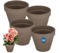 KOTARBAU® Pot Terre Cuite, Pot de Fleur Exterieur Terre Cuite ⌀ 13 cm | Lot de 4, Pot de Fleur en Terre Cuite avec Trou de Drainage, Hauteur 11 cm, Terracotta