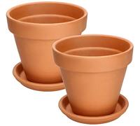 KOTARBAU® Pot Terre Cuite, Pot de Fleur Exterieur Terre Cuite ⌀ 17 cm | Pot en Terre Cuite avec Soucoupe, 15 cm de Haut, Pot de Fleur Terre Cuite avec Trou de Drainage, Céramique non Émaillée
