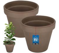 KOTARBAU® Pot Terre Cuite, Pot de Fleur Exterieur Terre Cuite ⌀ 19 cm | Lot de 2, Pot de Fleur en Terre Cuite avec Trou de Drainage, Hauteur 17 cm, Terracotta
