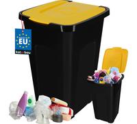 KOTARBAU® Poubelle 50l Poubelle à tri sélectif Couvercle en polyéthylène jaune Poubelle 50l avec couvercle Seau 50l avec couvercle Grande poubelle Seau 50 litres