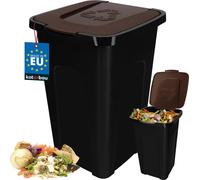 KOTARBAU® Poubelle 50l Poubelle à tri sélectif Couvercle en polyéthylène marron Poubelle 50l avec couvercle Seau 50l avec couvercle Poubelle grande Seau 50 litres