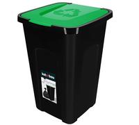 KOTARBAU® Poubelle de Tri Sélectif en Polyéthylène Vert avec Couvercle | Bac à Ordures de Cuisine 50 Litres