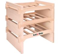 KOTARBAU® Présentoir à vin à 3 étages pour 12 bouteilles Casier à vin en bois de hêtre 53 x 48 cm Casier à bouteilles avec entretoises en bois Casier à bouteilles de vin stable Casier en bois 4 boutei
