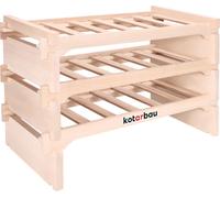 KOTARBAU® Présentoir à vin à 3 étages pour 18 bouteilles Casier à vin en bois de hêtre 73 x 48 cm Casier à bouteilles avec entretoises en bois Casier à bouteilles en bois stable 6 bouteilles par étagè