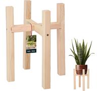 KOTARBAU® Présentoir en bois pour fleurs Croix naturelle 23 x 23 x 30 cm Présentoir en bois pour plantes Plant Stand Présentoir pour pots de fleurs pour l'intérieur Étagère pour pots de fleurs Support