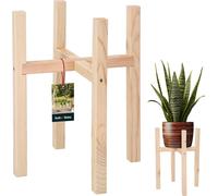 KOTARBAU® Présentoir en bois pour fleurs Croix naturelle 29 x 29 x 38 cm Présentoir en bois pour plantes Plant Stand Présentoir pour pots de fleurs pour l'intérieur Étagère pour pots de fleurs Support