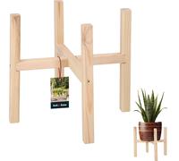 KOTARBAU® Présentoir en bois pour fleurs Croix naturelle 34 x 34 x 30 cm Présentoir en bois pour plantes Plant Stand Présentoir pour pots de fleurs pour l'intérieur Étagère pour pots de fleurs Support