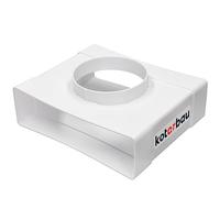 KOTARBAU® Raccord en T pour canaux de ventilation plats - 200 x 60 mm - Avec trou rond - Diamètre : 100 mm - Connecteur de canaux en plastique pour systèmes de ventilation - Canal plat blanc sur tube