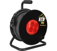 KOTARBAU® Rallonge grande 3x1,5mm2 35m Avec enrouleur et disjoncteur thermique quadruple Mise à la terre avec câble en caoutchouc Support en acier l'équipement parfait pour votre cave