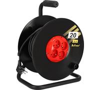 KOTARBAU® Rallonge grande 3x1mm2 20m Avec tambour et disjoncteur thermique à 4 positions Mise à la terre avec câble en caoutchouc Support en acier l'équipement parfait pour votre cave