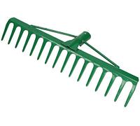 KOTARBAU® Rateau à Feuille - Métal - 42 cm - Râteau Jardin - 16 Dents - Vert - Outil Robuste pour Entretien Gazon Jardinage - sans Manche