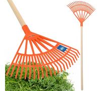 KOTARBAU® Rateau à Feuilles - Plastique - 44 cm - Orange - avec Manche - Râteau Jardin - Balai à Gazon - Ramasse Feuilles - Léger - Résistant - Entretien Jardin