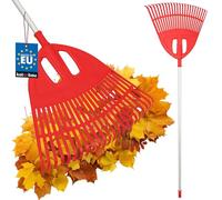 KOTARBAU® Rateau À Feuilles - Plastique - 50 cm - avec Manche en Aluminium - Extra-Click - Rateau Jardin - Ramasse Feuilles - Léger - Rouge & Argenté - Ergonomique
