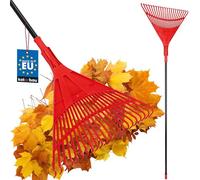 KOTARBAU® Rateau À Feuilles - Plastique - 50 cm - avec Manche en Aluminium - Extra-Click - Rateau Jardin - Ramasse Feuilles - Léger - Rouge & Noir - Ergonomique
