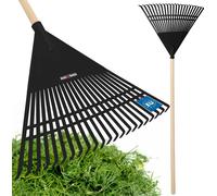 KOTARBAU® Râteau à feuilles plastique avec manche noir 400 x 550 mm Balai à feuilles en éventail Râteau à feuilles plastique grand râteau à feuilles Outil de jardin Râteau à gazon large Râteau en plas