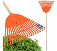 KOTARBAU® Râteau à feuilles plastique avec manche orange 300 x 450 mm Râteau éventail Râteau à feuilles plastique grand râteau à feuilles Outil de jardin Râteau à gazon large Râteau plastique de jardi
