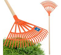 KOTARBAU® Râteau à feuilles plastique avec manche orange 370 x 440 mm Balai à feuilles en éventail Râteau à feuilles plastique grand râteau à feuilles Outil de jardin Râteau à gazon large Râteau en pl