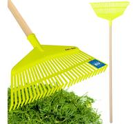 KOTARBAU® Râteau à feuilles plastique avec manche vert céladon 230 x 425 mm Râteau à feuilles plastique grand râteau à feuilles Outils de jardin Râteau à gazon large Râteau de jardin en plastique